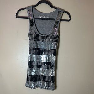 Sequin tank top (black and silver) - MEDIUM